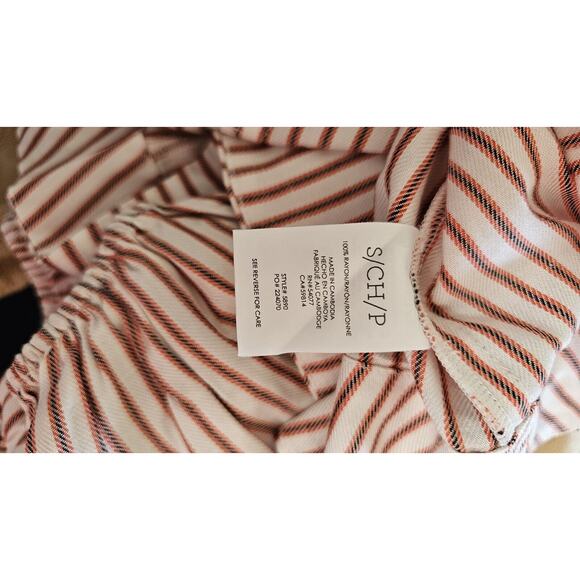 CABI Carnival Top Puff Sleeve Red White Stripe Smock Back Shirt 5890 Small 2 4 - Picture 5 of 5